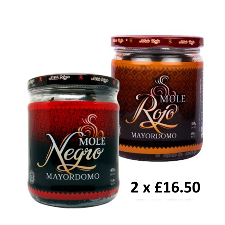 Mayordomo Red Mole & Black Mole 450g Pack of 2 / Mayordomo Mole Rojo y Mole Negro 450g Paquete de 2