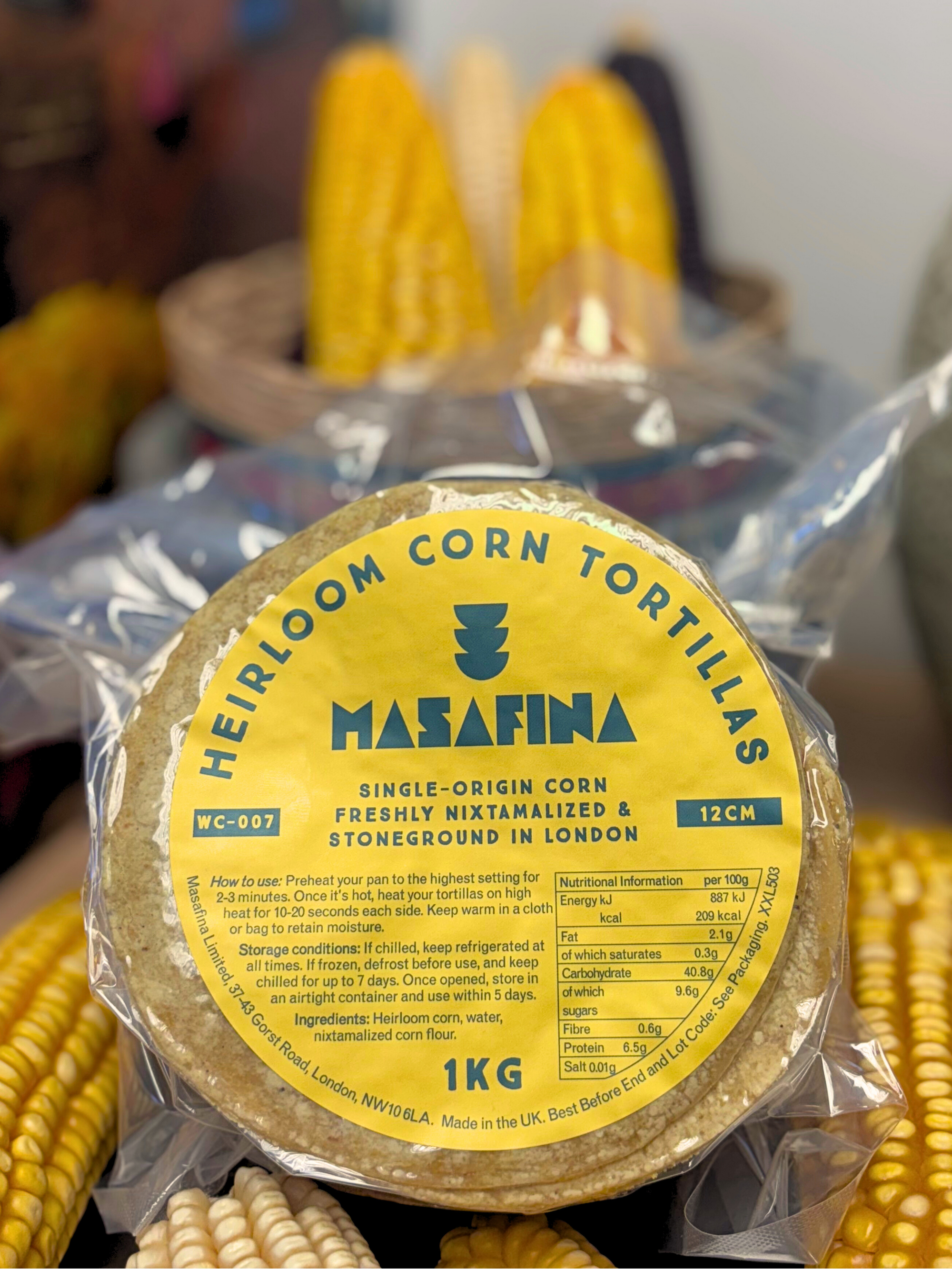 Yellow Heirloom Corn Tortilla 1kg  12 cm Masafina