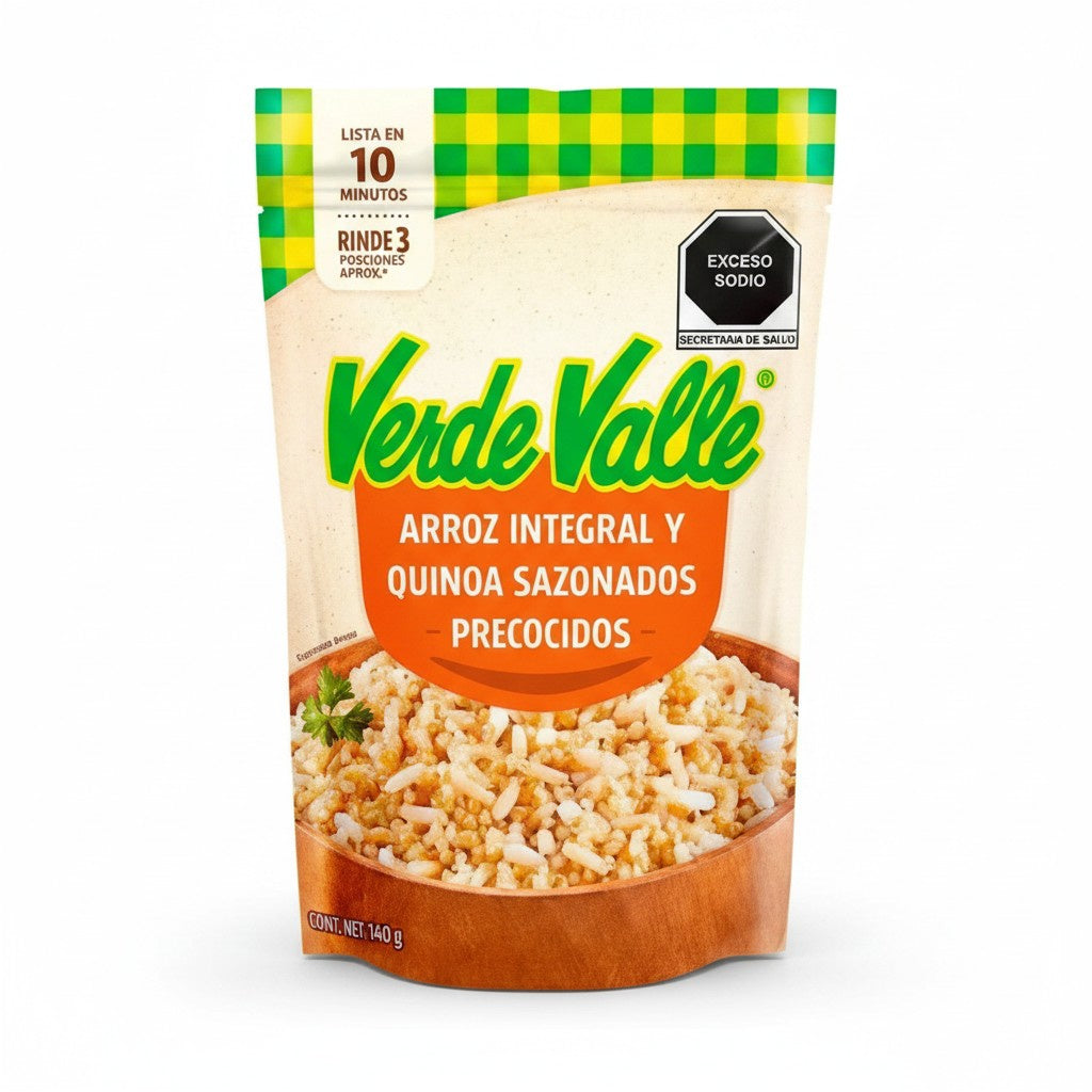 Verde Valle Pre-Cooked Quinoa & Brown Rice 140g / Quinoa y Arroz Integral Precocidos Verde Valle 140g