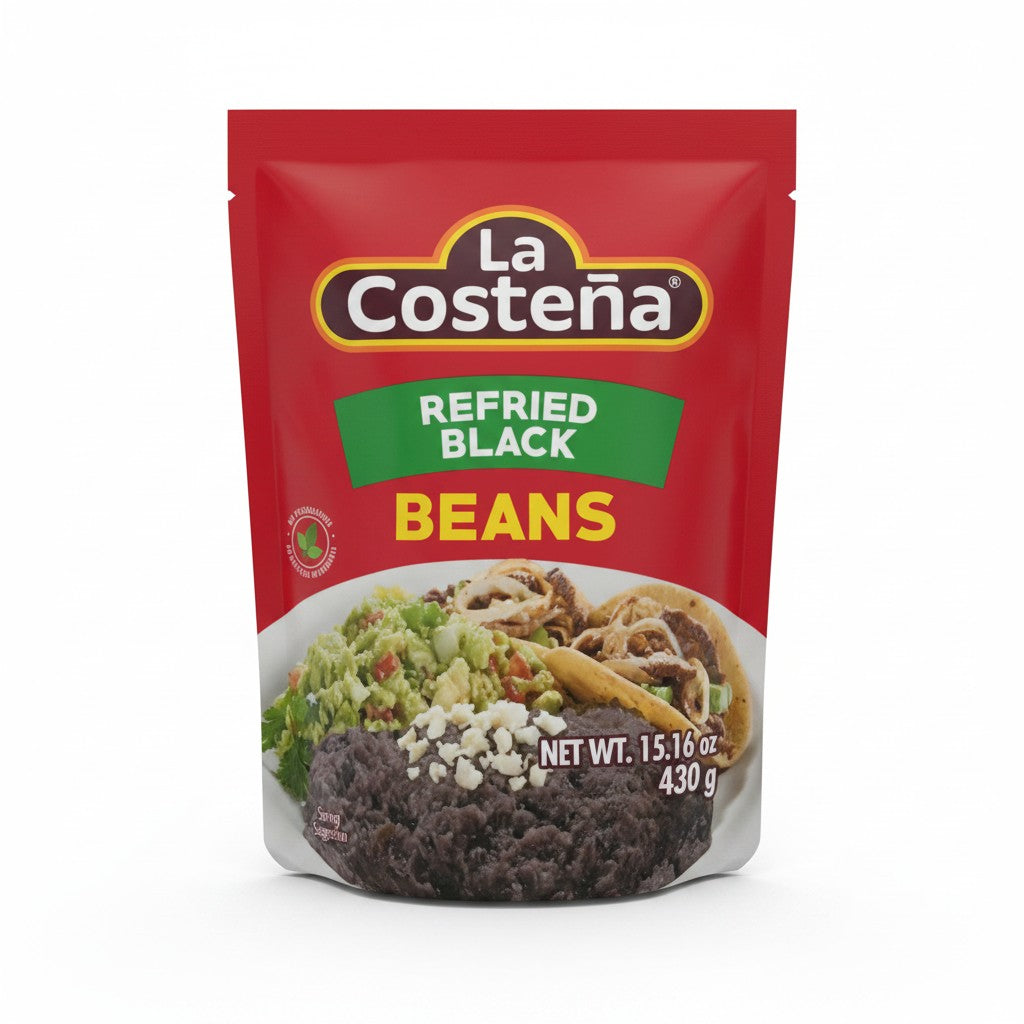 La Costeña Refried Black Beans 430g / Frijoles Negros Refritos La Costeña 430g