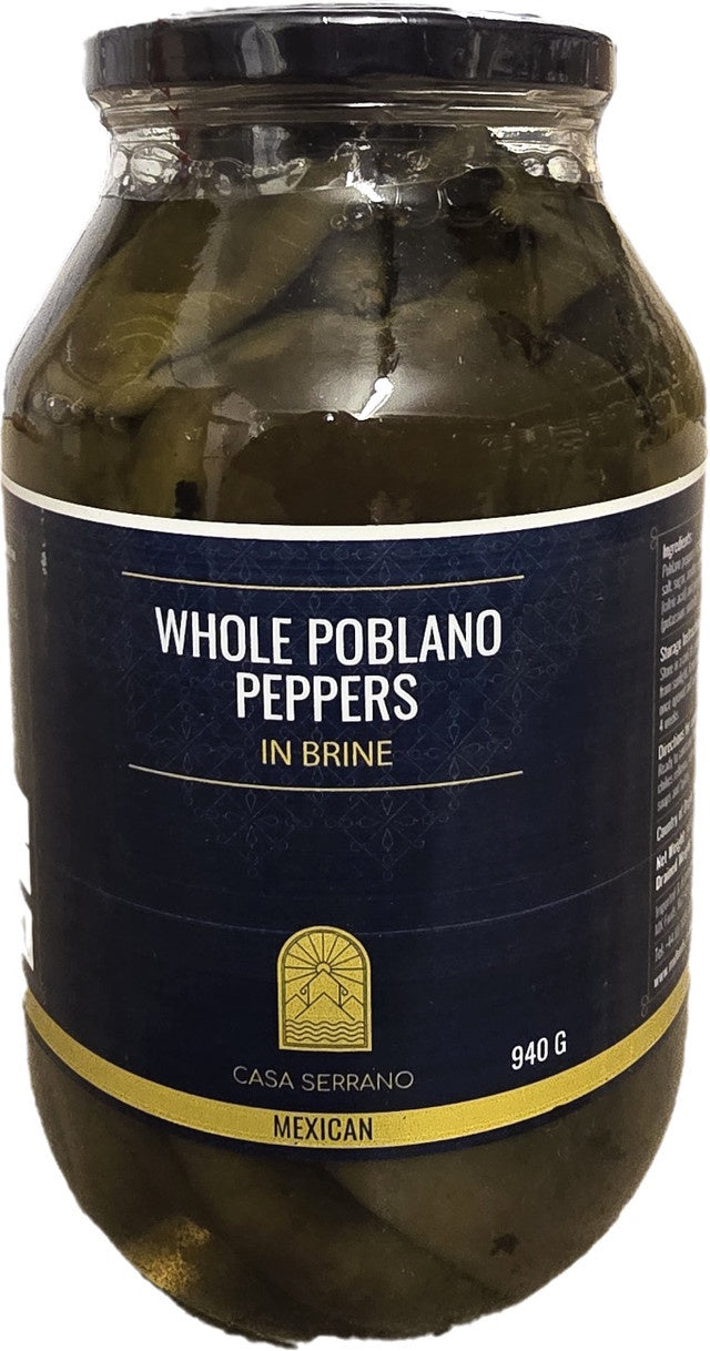 Casa Serrano - Whole Poblano Peppers 940g