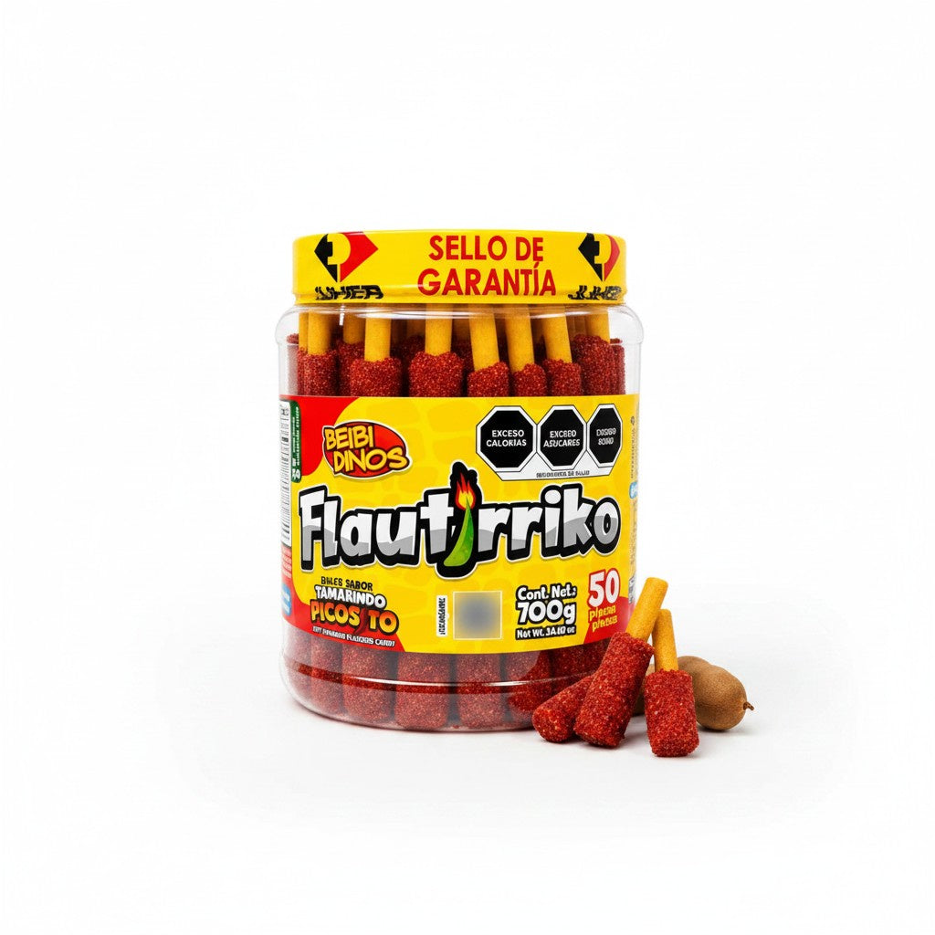 Beibidinos Flautirriko Tamarind Candy 50 × 11g / Dulce de Tamarindo Flautirriko Beibidinos 50 × 11g